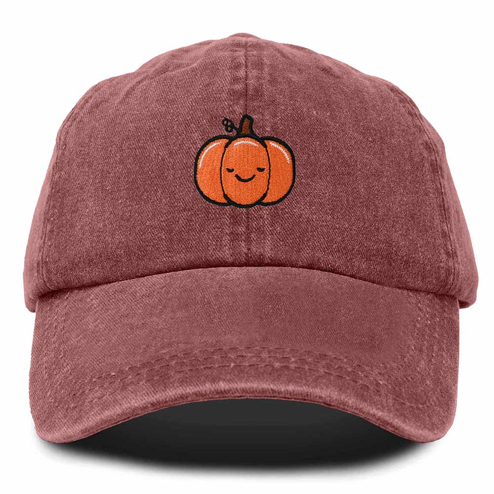 Dalix Baby Pumpkin Embroidered Cotton Baseball Cap Adjustable Dad Hat Womens in Red