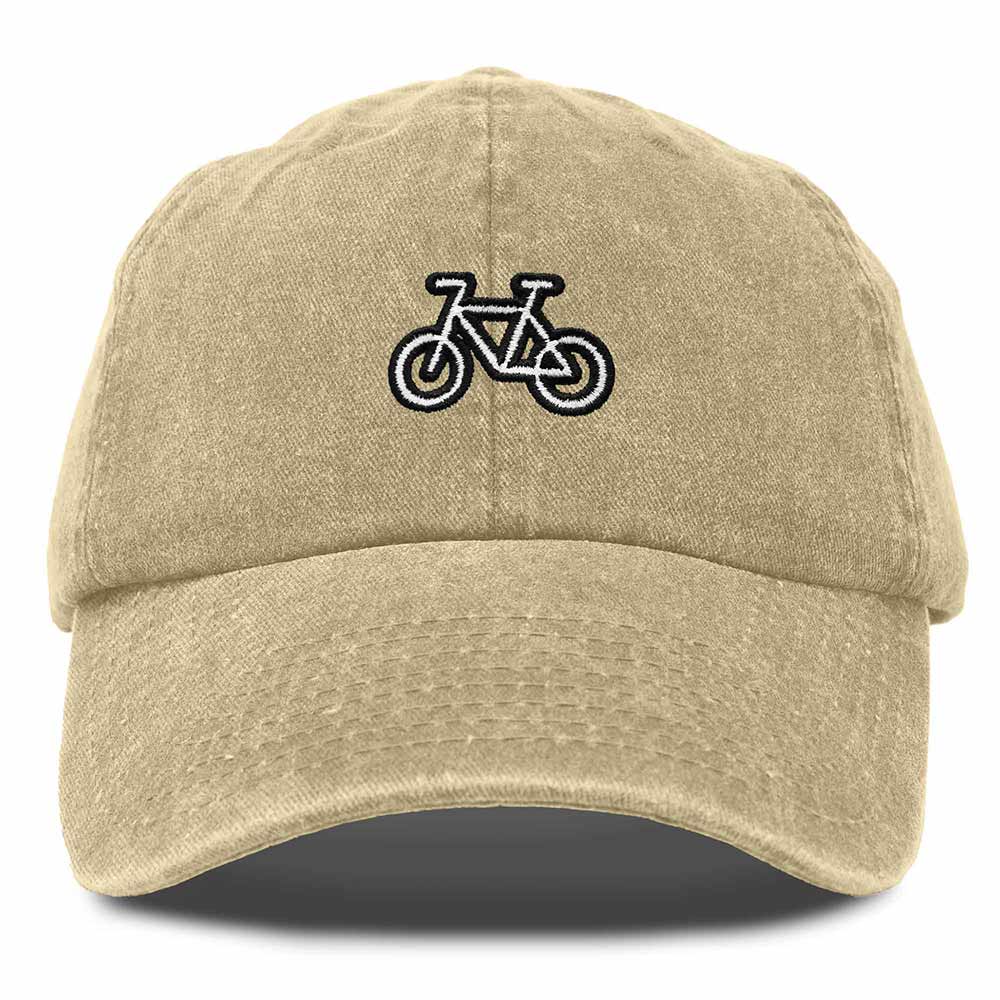 Dalix Bike Embroidered Bicycle Cotton Baseball Cap Adjustable Dad Hat Mens in White