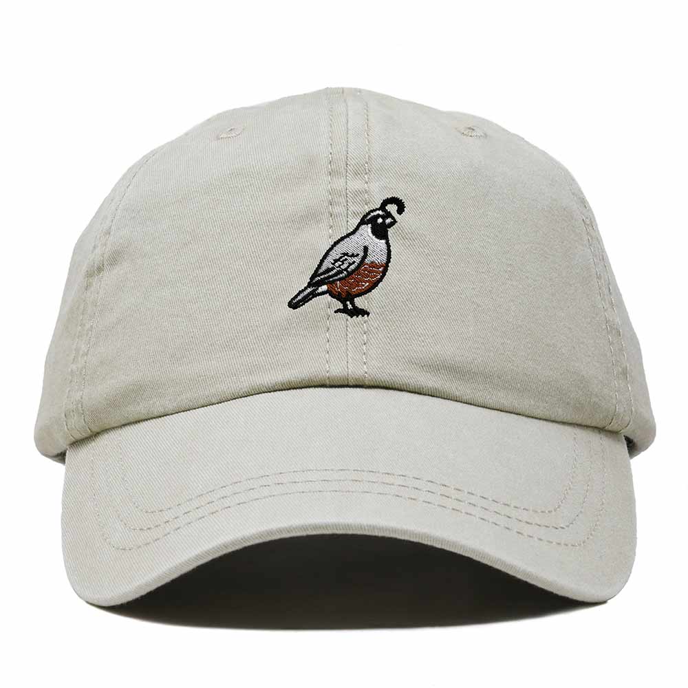Dalix California Quail Embroidered Bird Cotton Baseball Cap Dad Hat Mens Womens Outdoor Summer in Washed Stone White