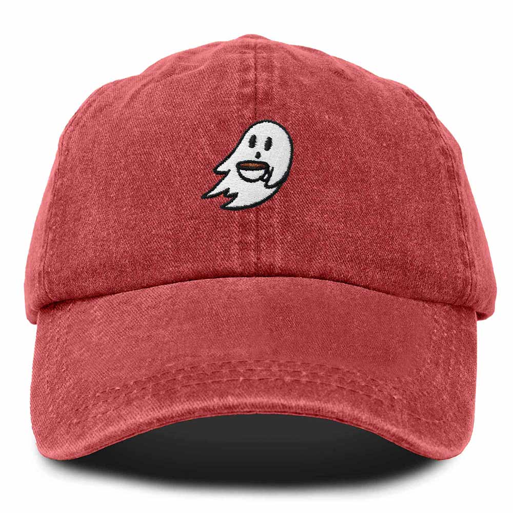 Dalix Spooke-a-Latte Ghost Cap Embroidered Coffee Cotton Baseball Hat Mens Womens in Red
