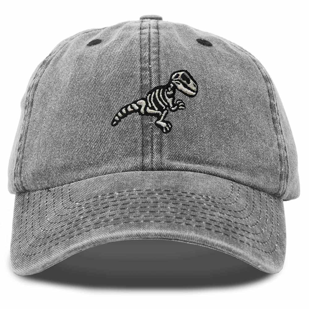 Dalix Fossil Embroidered Dinosaur T Rex Cotton Dad Hat Baseball Cap Adjustable Mens in Black