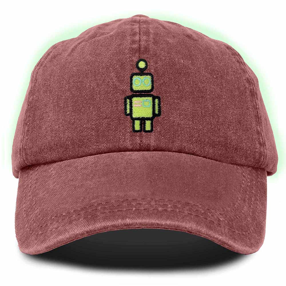 Dalix Robot Embroidered Glow in the Dark Retro Dad Hat Cotton Baseball Cap Adjustable Mens