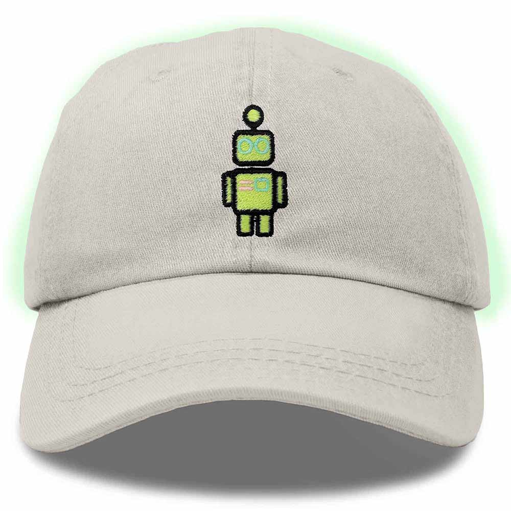 Dalix Robot Embroidered Glow in the Dark Retro Dad Hat Cotton Baseball Cap Adjustable Mens