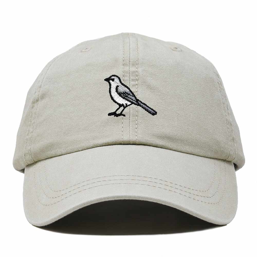 Dalix Northern Mockingbird Florida Embroidered Bird Cotton Baseball Cap Dad Hat Mens Womens Outdoor Summer in Washed Stone White