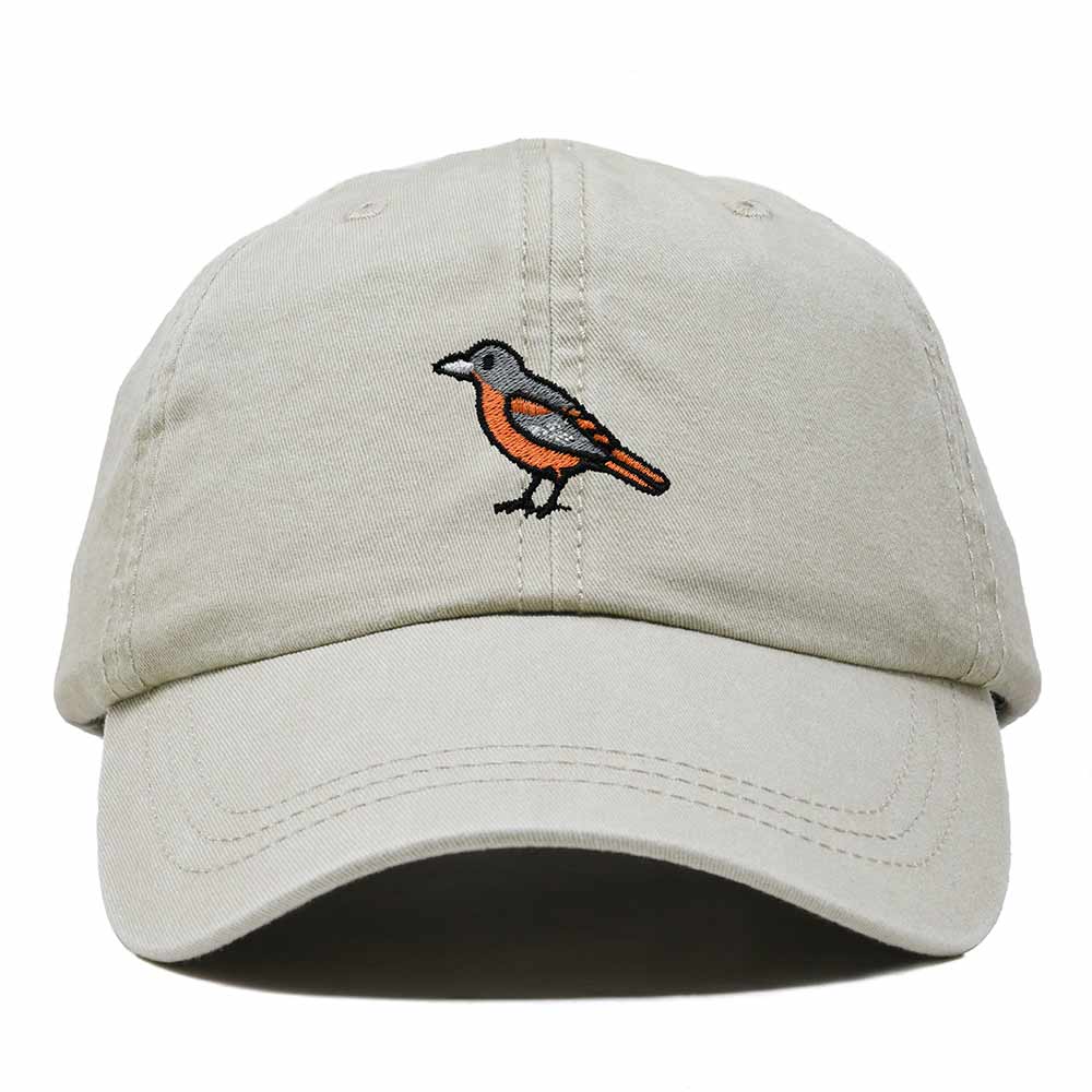 Dalix Oriole Maryland Embroidered Bird Cotton Baseball Cap Dad Hat Mens Womens Outdoor Summer in Washed Stone White