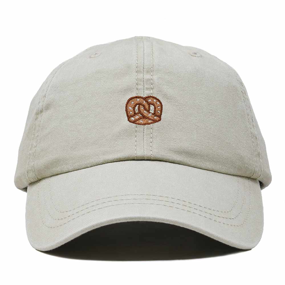 Dalix Pretzel Embroidered Dad Cap Adjustable Cotton Twill Baseball Hat Casual Relaxed Low Profile Cap Womens in Washed Stone White