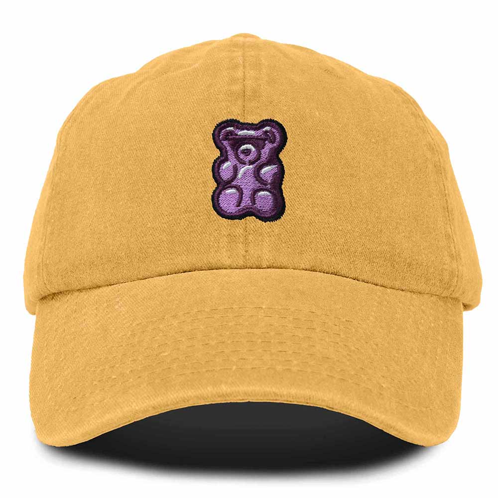 Dalix Purple Gummy Embroidered Cotton Dad Hat Baseball Cap Adjustable Womens in Gold