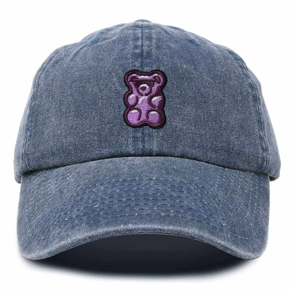Dalix Purple Gummy Embroidered Cotton Dad Hat Baseball Cap Adjustable Womens in Navy Blue