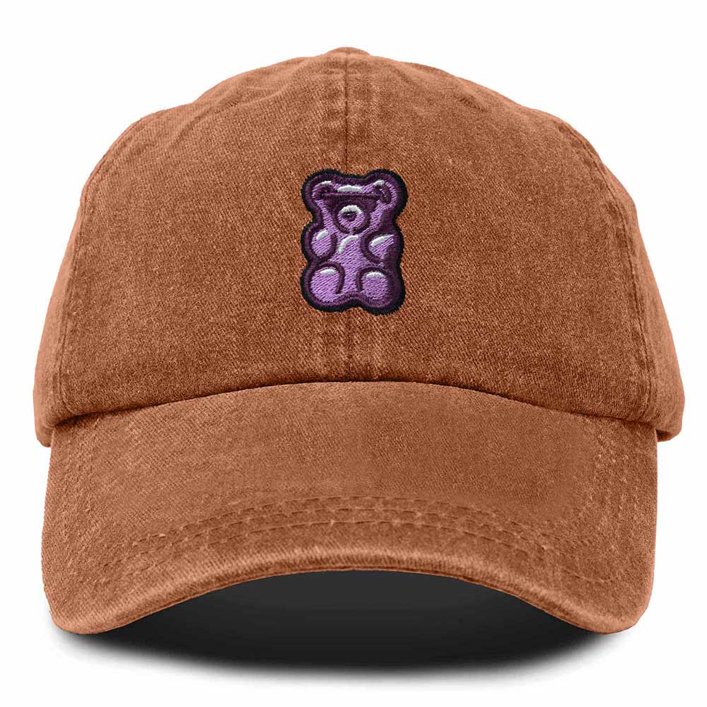 Dalix Purple Gummy Embroidered Cotton Dad Hat Baseball Cap Adjustable Womens in Orange