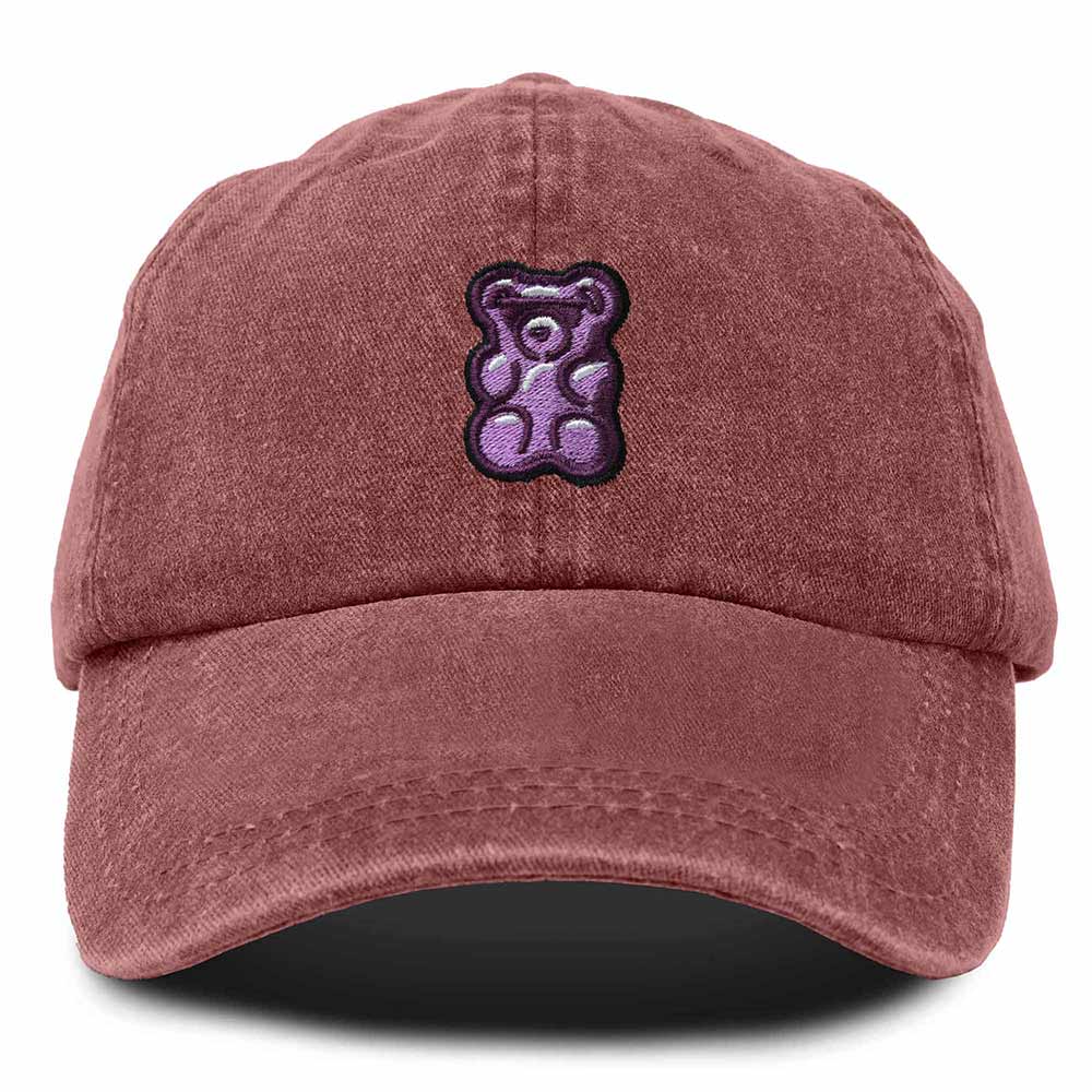 Dalix Purple Gummy Embroidered Cotton Dad Hat Baseball Cap Adjustable Womens in Beige