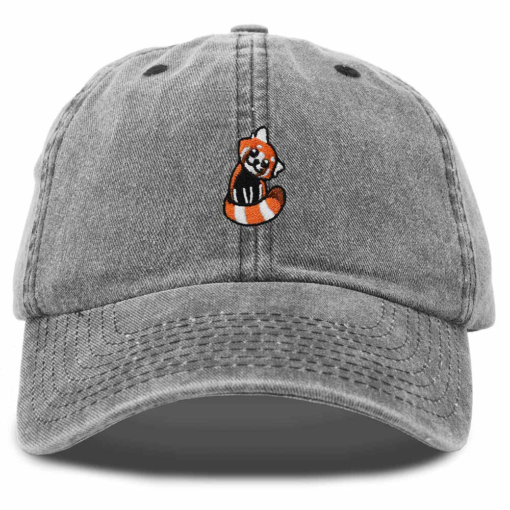 Dalix Red Panda Embroidered Cotton Dad Hat Cute Animal Adjustable Baseball Cap for Outdoor Style Womens in Black