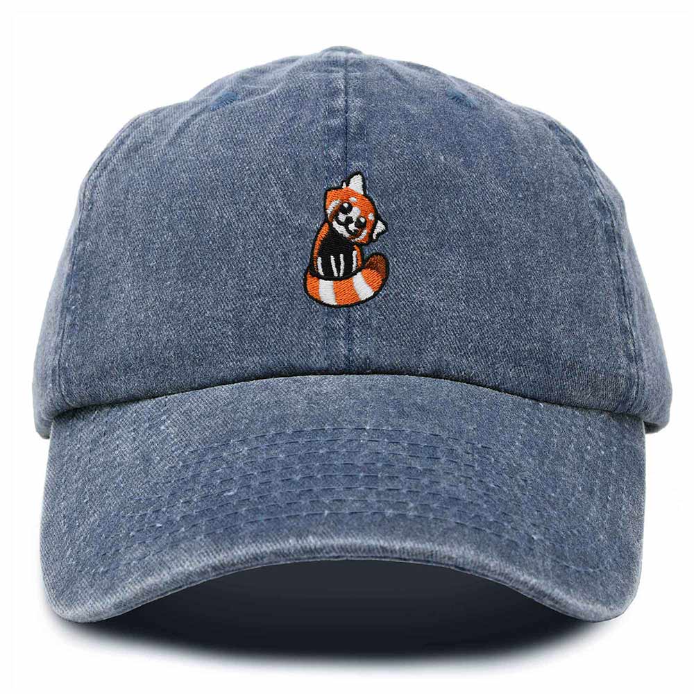 Dalix Red Panda Embroidered Cotton Dad Hat Cute Animal Adjustable Baseball Cap for Outdoor Style Womens in Navy Blue