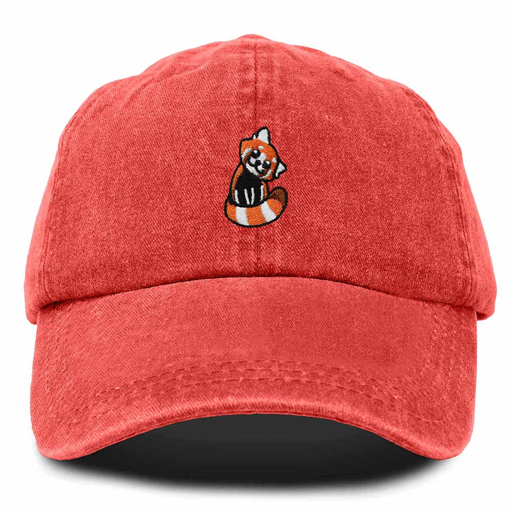 Dalix Red Panda Embroidered Cotton Dad Hat Cute Animal Adjustable Baseball Cap for Outdoor Style Womens in Beige