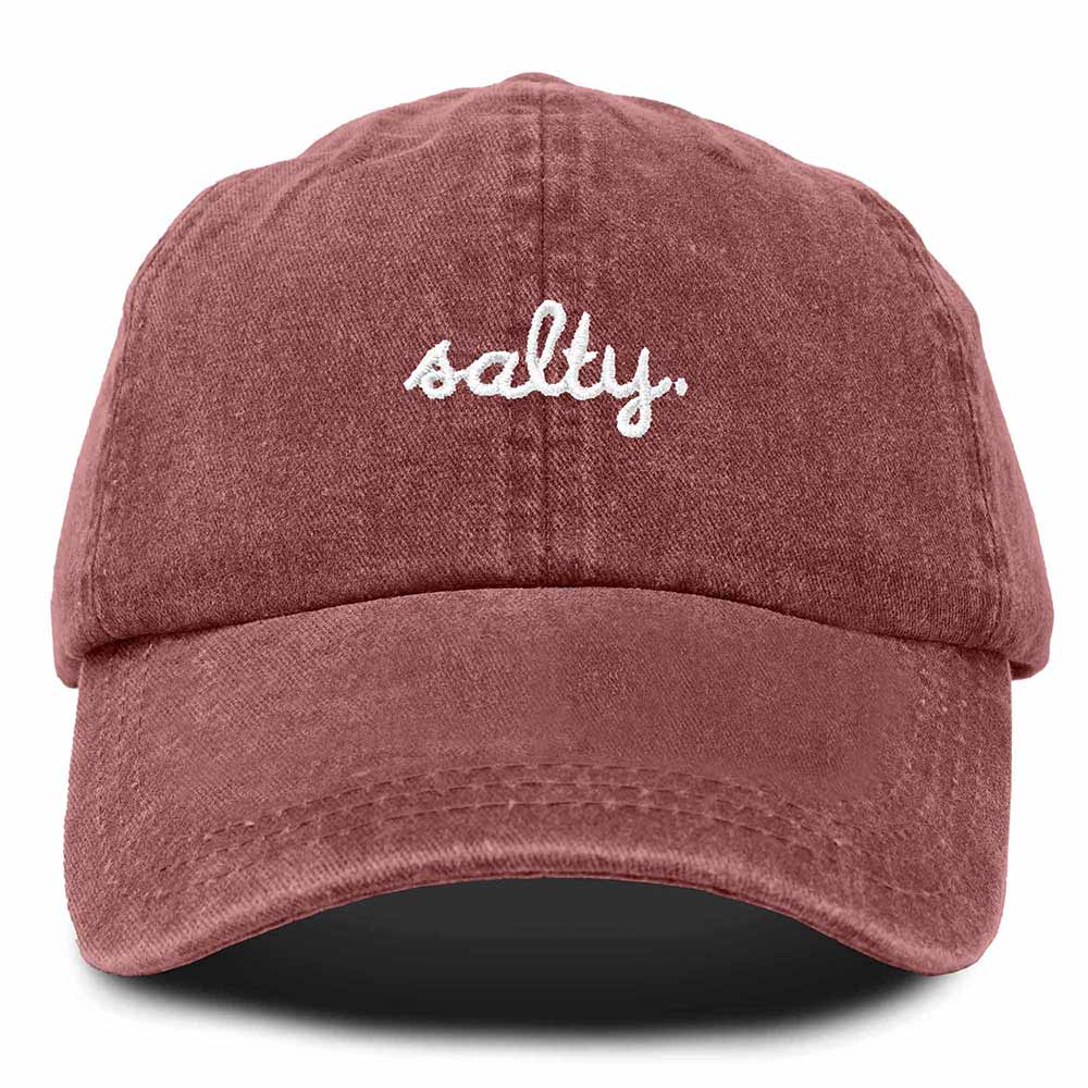 Dalix Salty Embroidered Cotton Beach Baseball Cap Adjustable Dad Hat Womens in Red