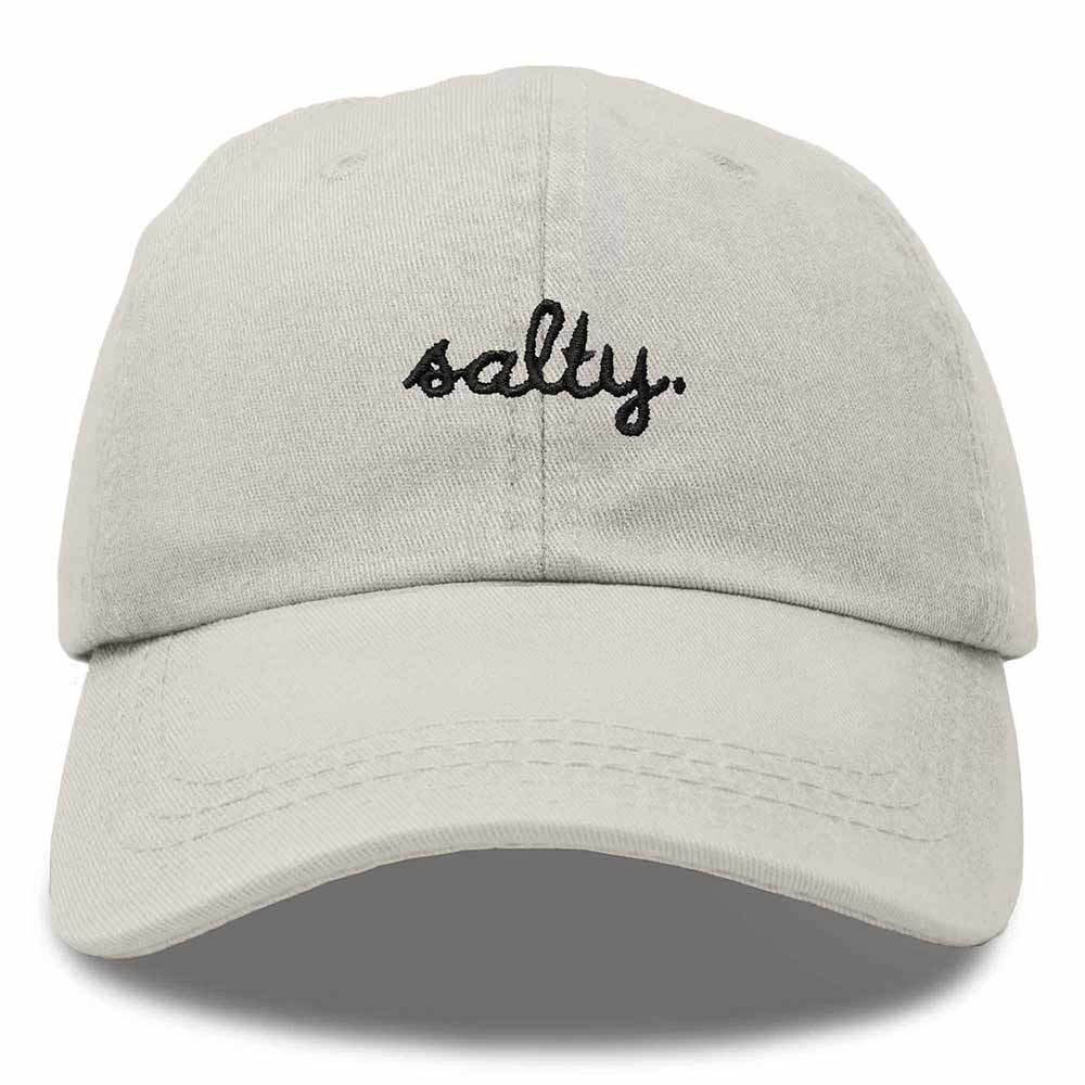 Dalix Salty Embroidered Cotton Beach Baseball Cap Adjustable Dad Hat Womens in White