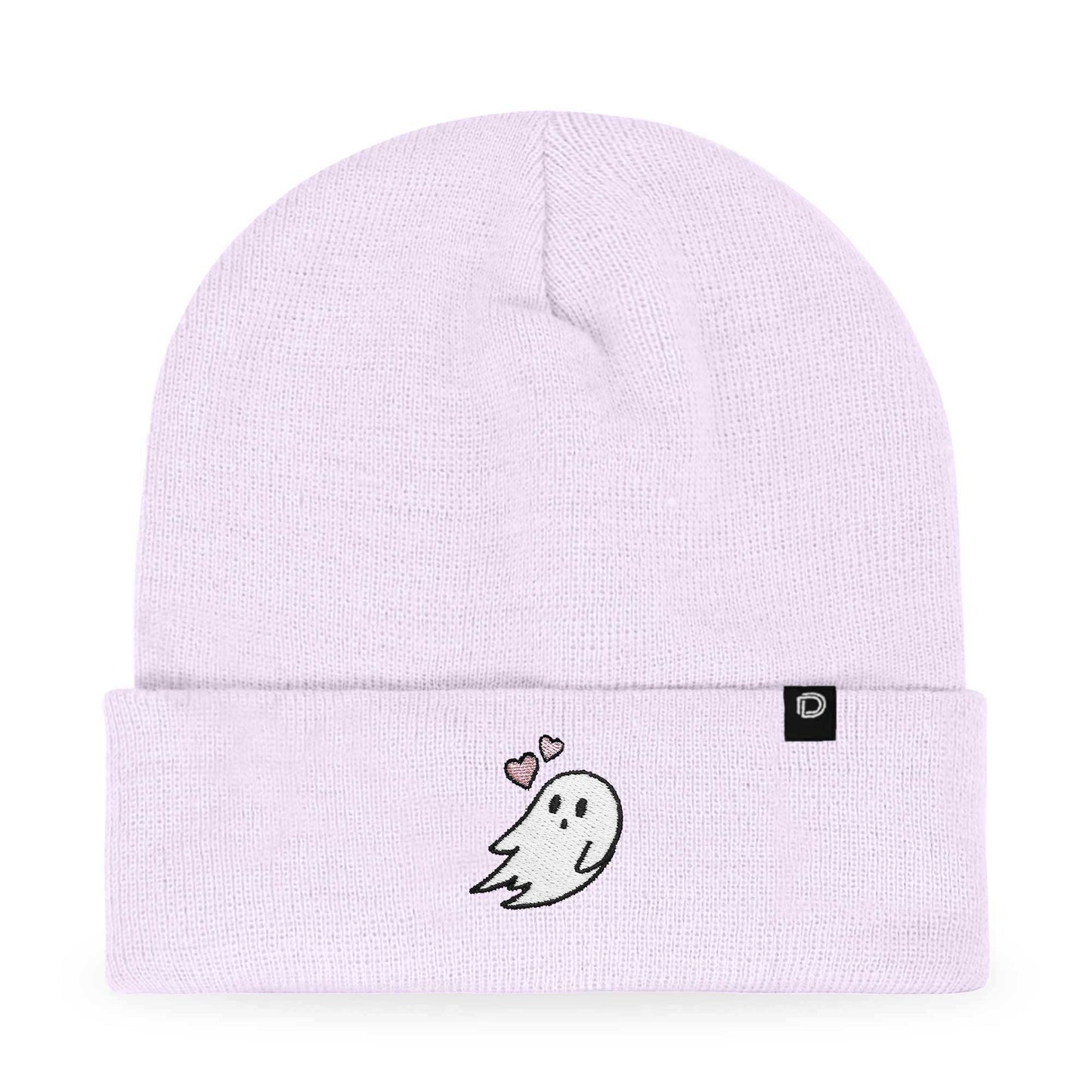 Dalix Heartly Ghost Embroidered Beanie Hat Knit Cap Cold Weather Womens in Lavender