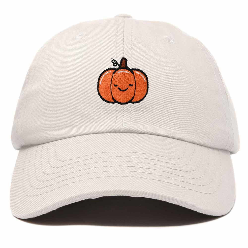 Dalix Baby Pumpkin Embroidered Cotton Baseball Cap Adjustable Dad Hat Womens in Beige