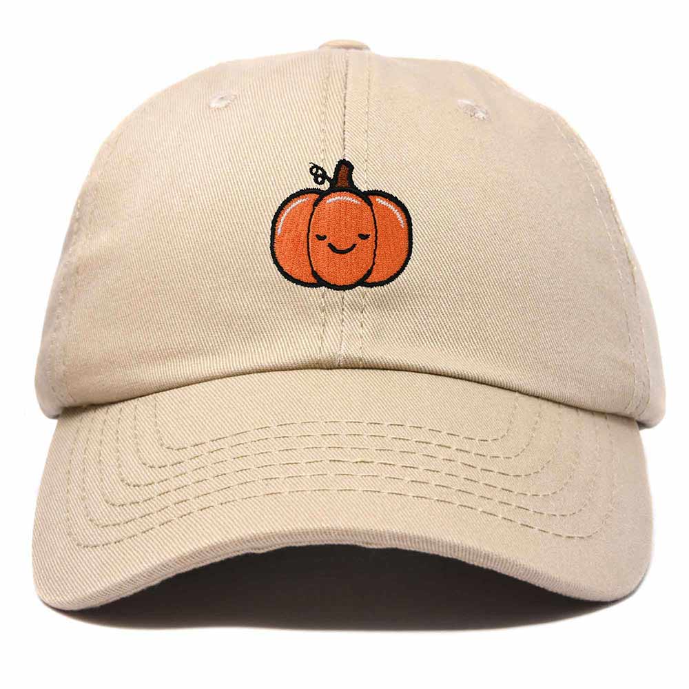 Dalix Baby Pumpkin Embroidered Cotton Baseball Cap Adjustable Dad Hat Womens in Khaki