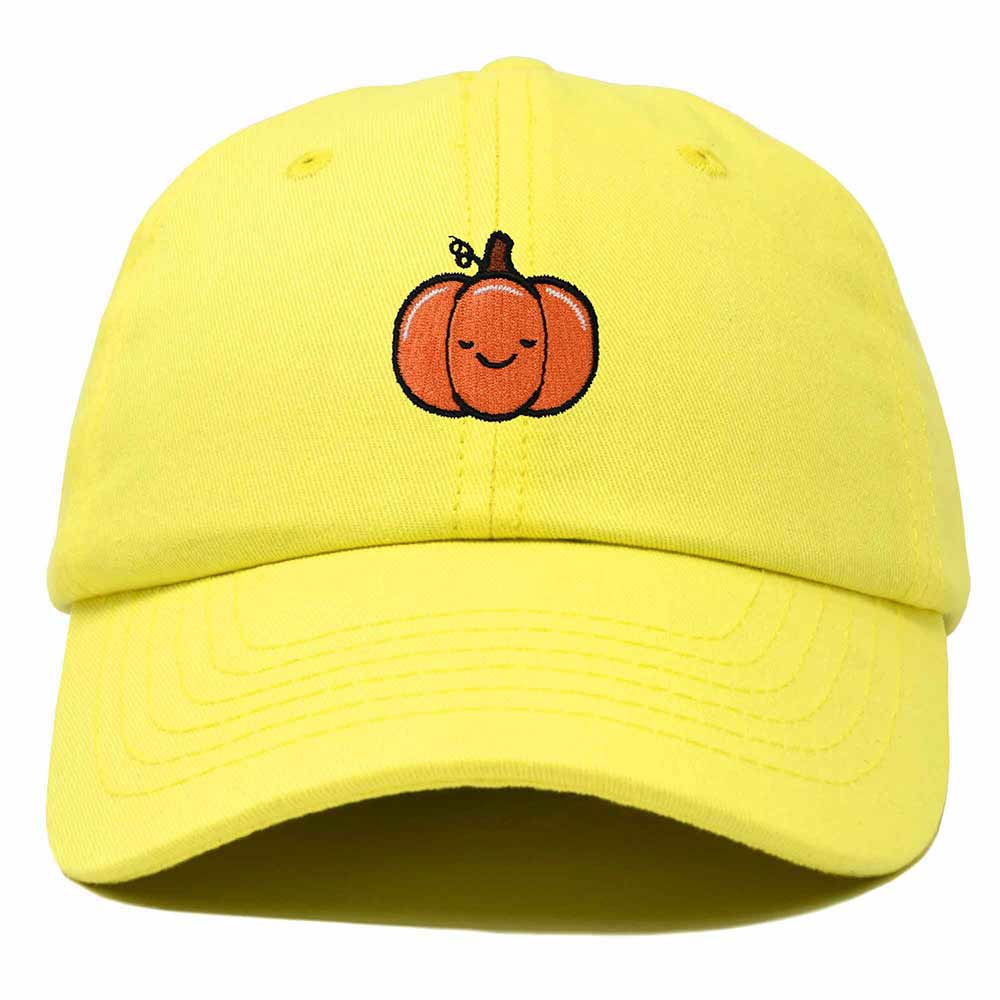 Dalix Baby Pumpkin Embroidered Cotton Baseball Cap Adjustable Dad Hat Womens in Yellow