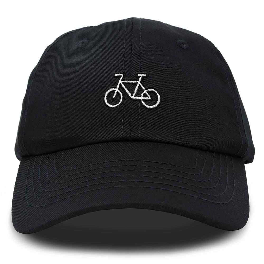 Dalix Bike Embroidered Bicycle Cotton Baseball Cap Adjustable Dad Hat Mens in Black