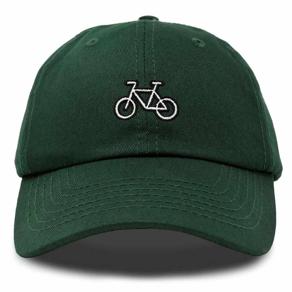 Dalix Bike Embroidered Bicycle Cotton Baseball Cap Adjustable Dad Hat Mens in Dark Green