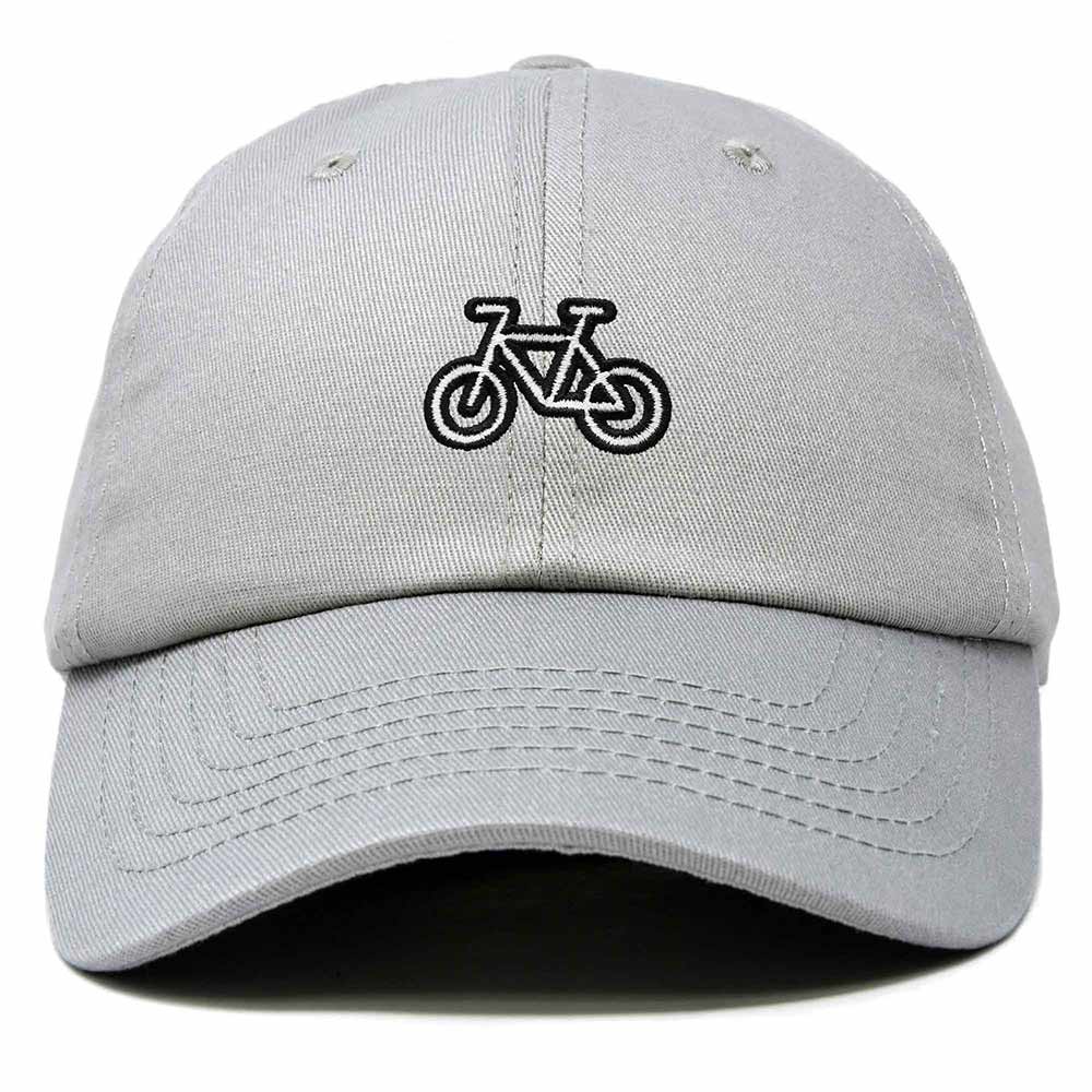 Dalix Bike Embroidered Bicycle Cotton Baseball Cap Adjustable Dad Hat Mens in Gray