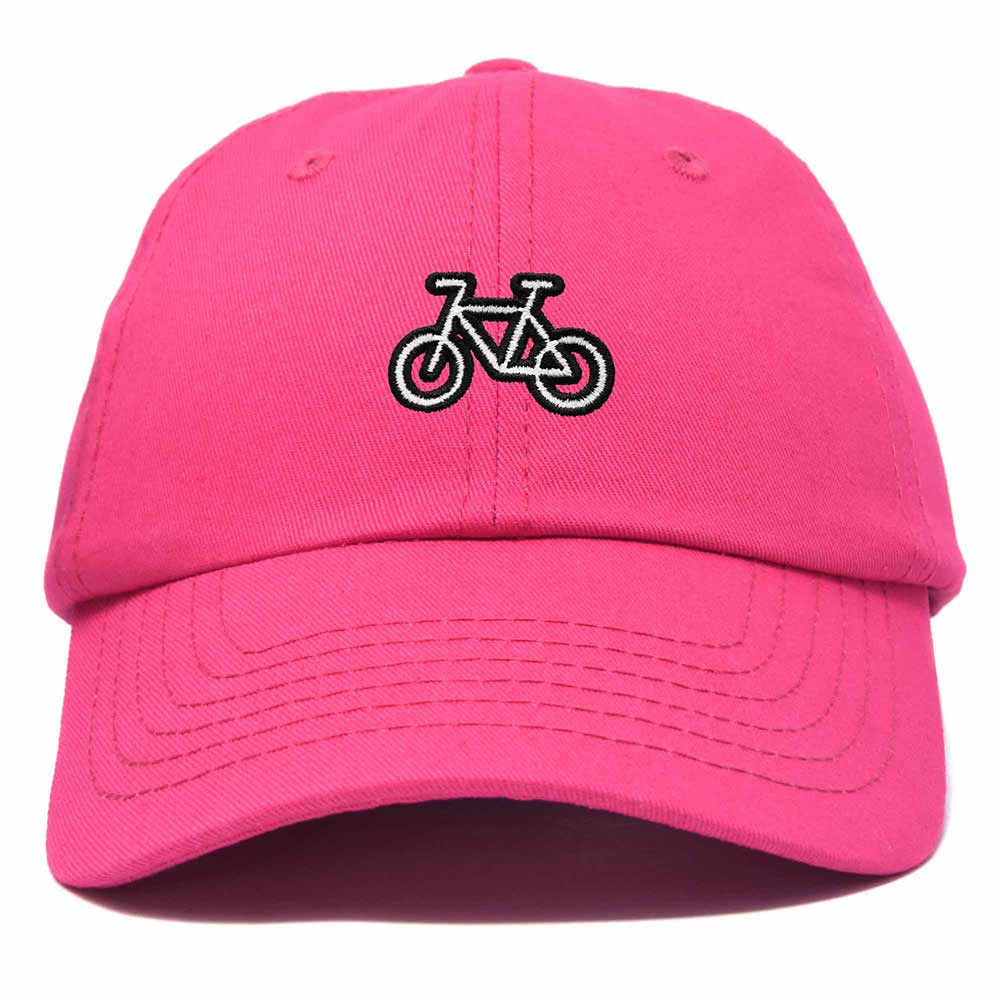 Dalix Bike Embroidered Bicycle Cotton Baseball Cap Adjustable Dad Hat Mens in Hot Pink