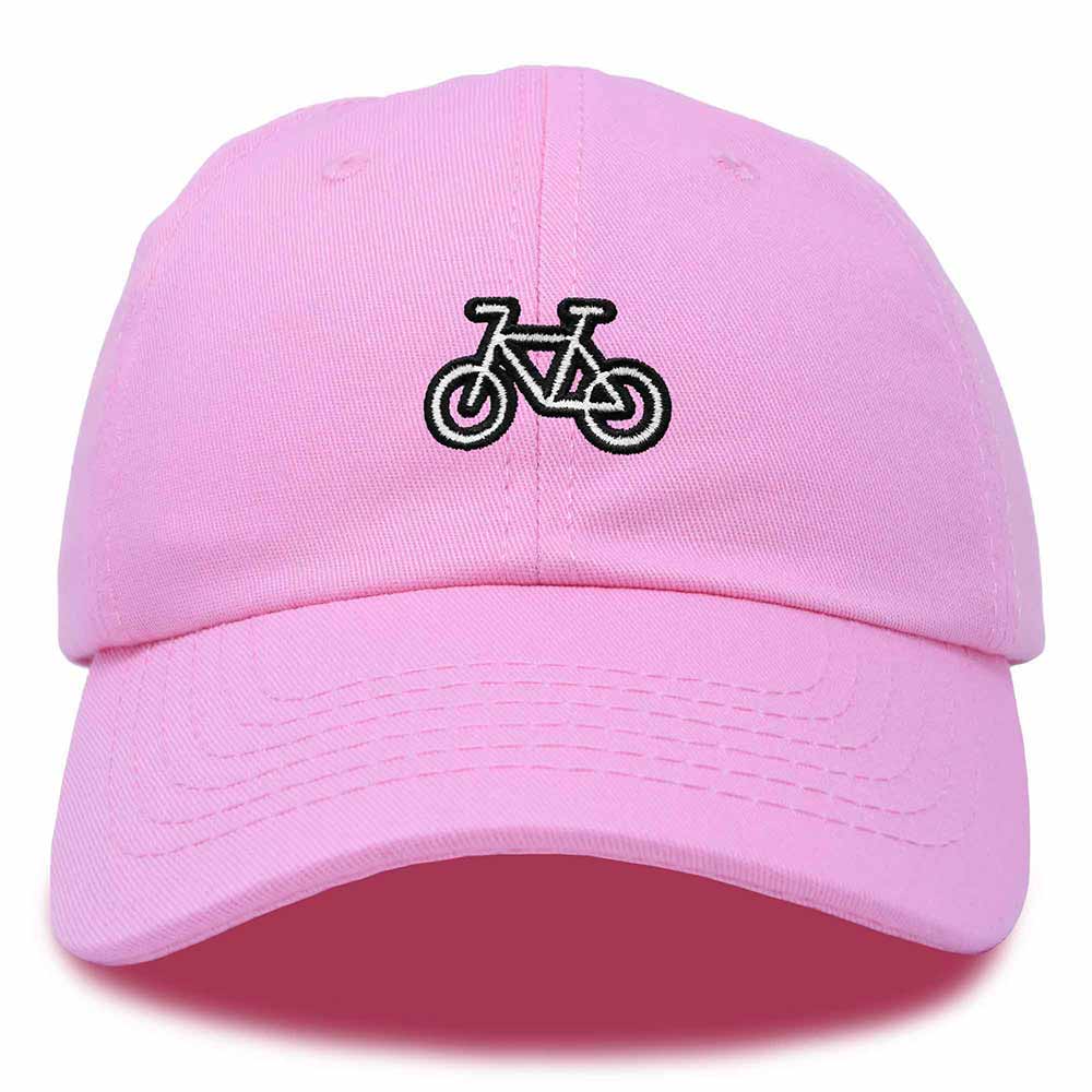 Dalix Bike Embroidered Bicycle Cotton Baseball Cap Adjustable Dad Hat Mens in Light Pink