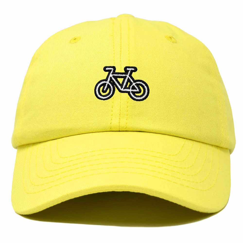 Dalix Bike Embroidered Bicycle Cotton Baseball Cap Adjustable Dad Hat Mens in Yellow
