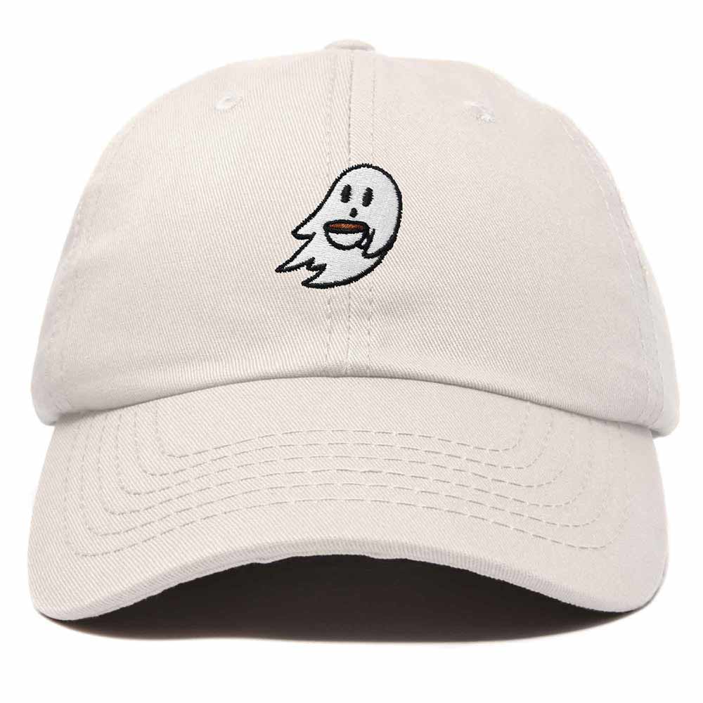 Dalix Spooke-a-Latte Ghost Cap Embroidered Coffee Cotton Baseball Hat Mens Womens in Beige