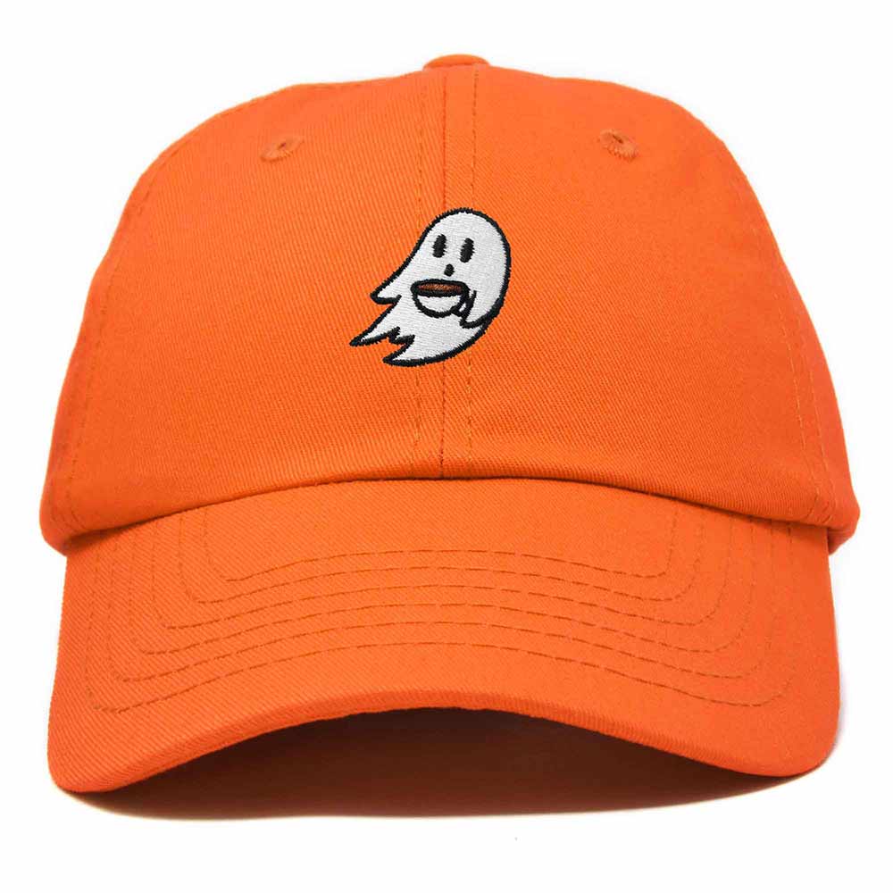 Dalix Spooke-a-Latte Ghost Cap Embroidered Coffee Cotton Baseball Hat Mens Womens in Orange