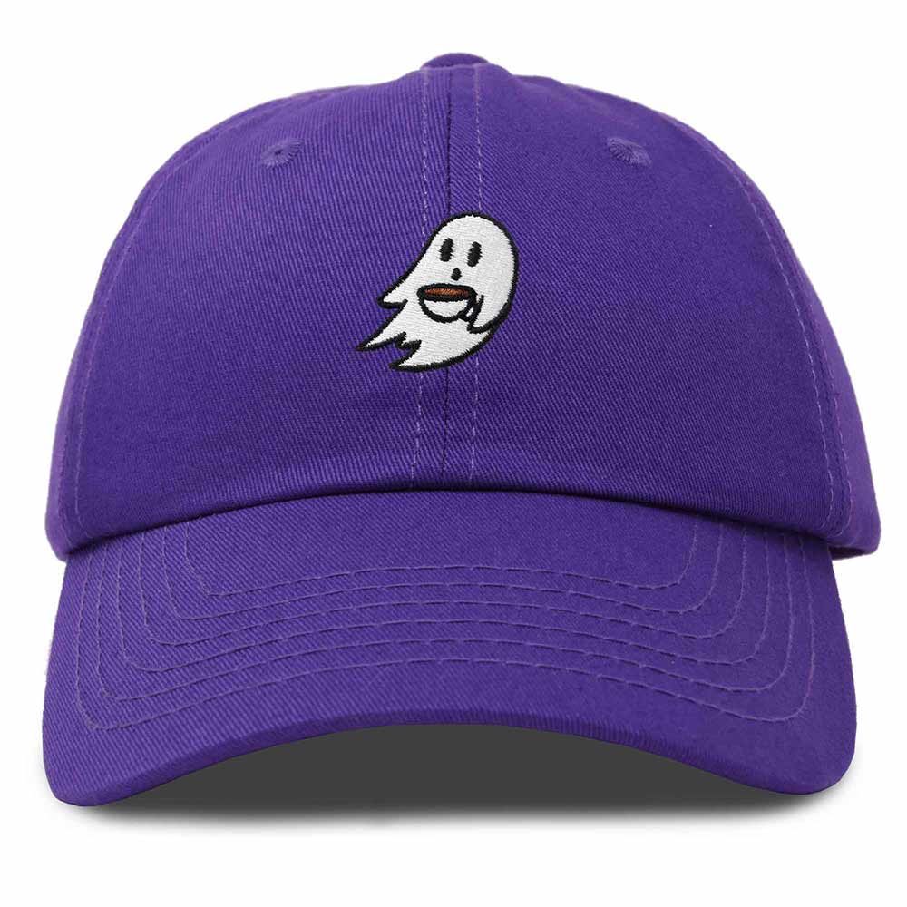 Dalix Spooke-a-Latte Ghost Cap Embroidered Coffee Cotton Baseball Hat Mens Womens in Purple