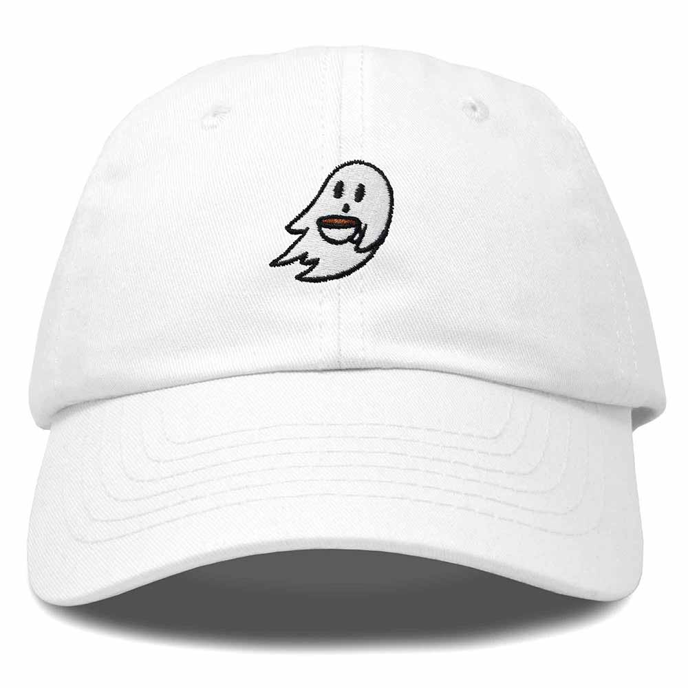Dalix Spooke-a-Latte Ghost Cap Embroidered Coffee Cotton Baseball Hat Mens Womens in White