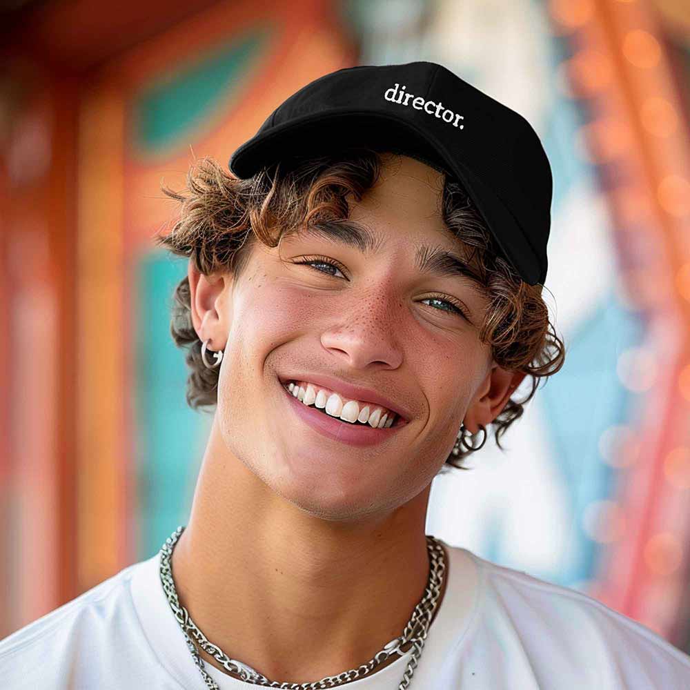 Dalix Director Embroidered Cotton Baseball Cap Adjustable Dad Hat Mens in Black