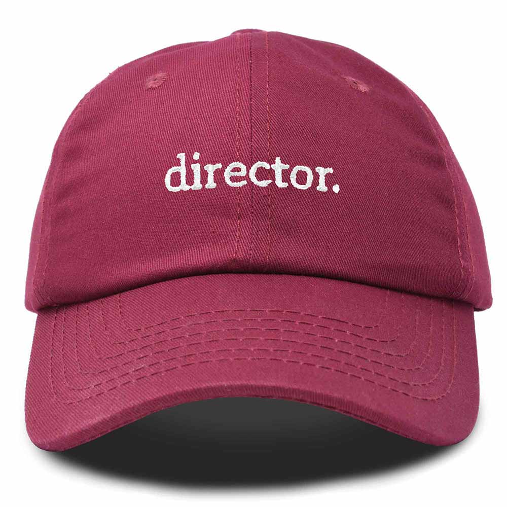 Dalix Director Embroidered Cotton Baseball Cap Adjustable Dad Hat Mens in Maroon