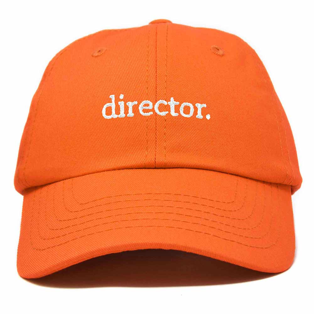 Dalix Director Embroidered Cotton Baseball Cap Adjustable Dad Hat Mens in Orange