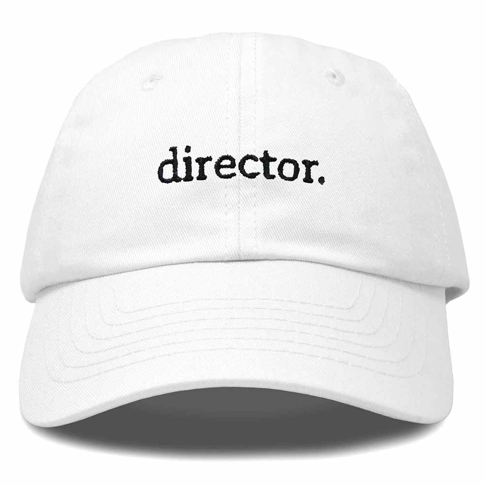 Dalix Director Embroidered Cotton Baseball Cap Adjustable Dad Hat Mens in White