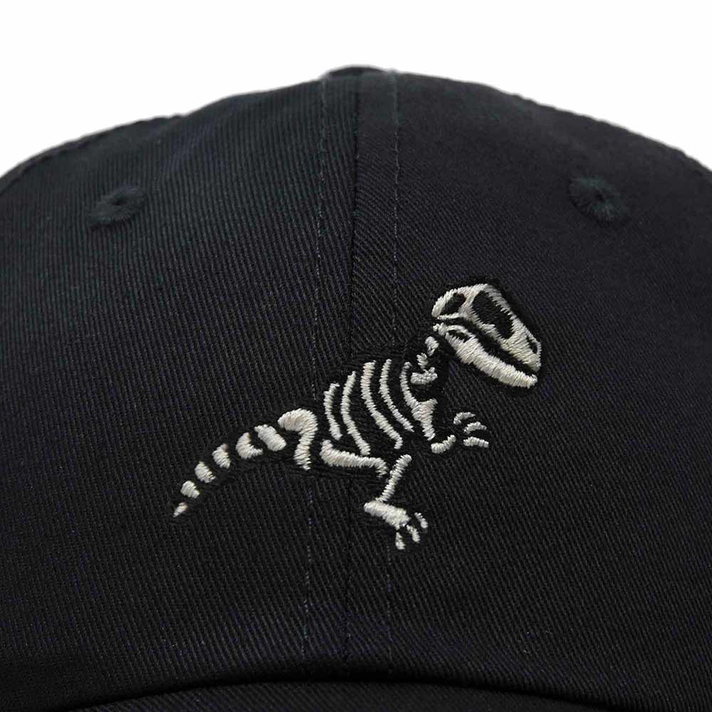 Dalix Fossil Embroidered Dinosaur T Rex Cotton Dad Hat Baseball Cap Adjustable Mens in Black