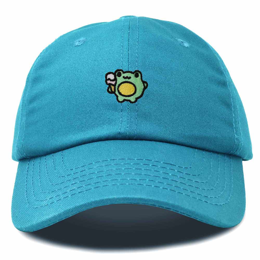 Dalix Gelato Frog Embroidered Womens Cotton Dad Hat Baseball Cap Adjustable in Teal
