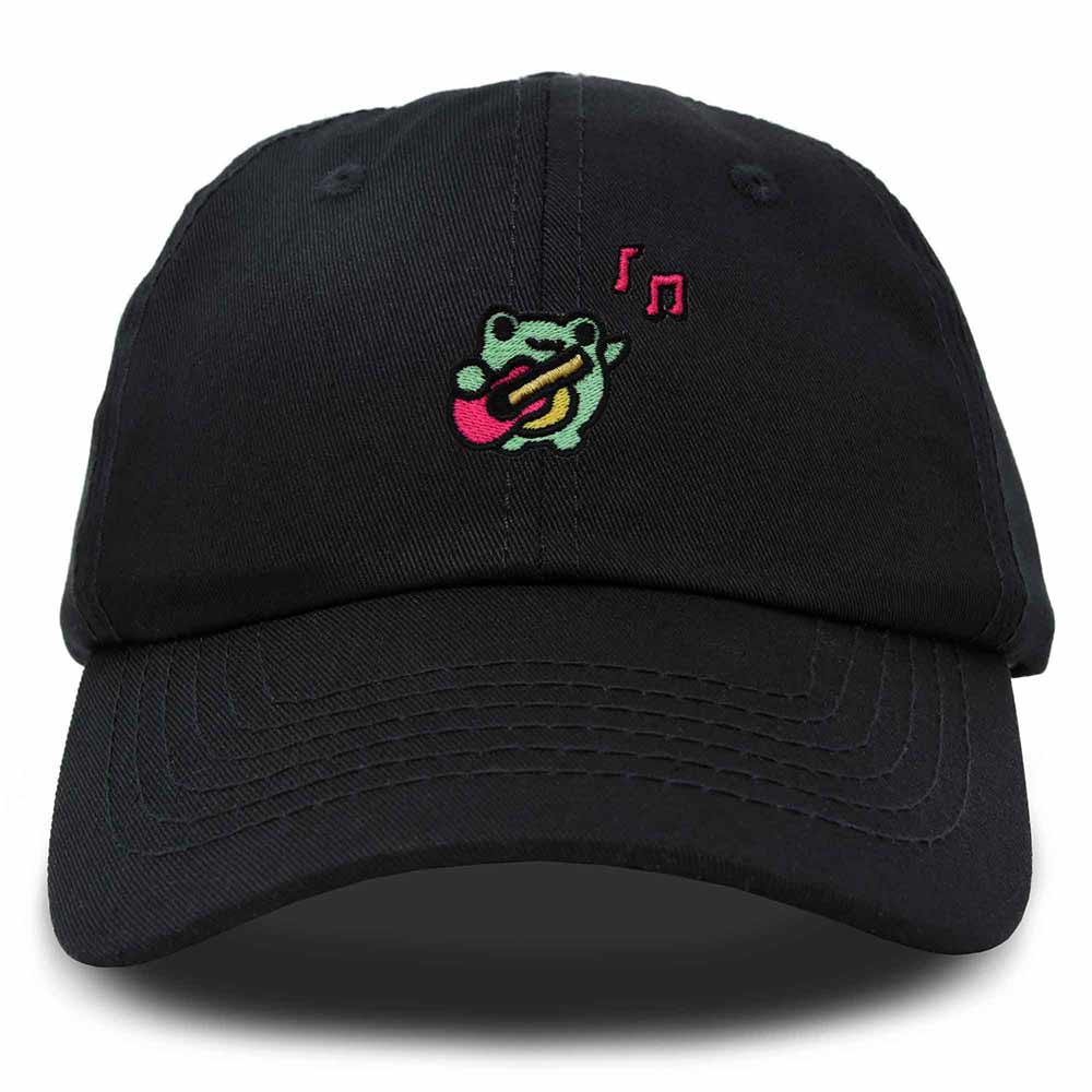 Dalix Melody Frog Embroidered Womens Cotton Dad Hat Baseball Cap Adjustable in Black