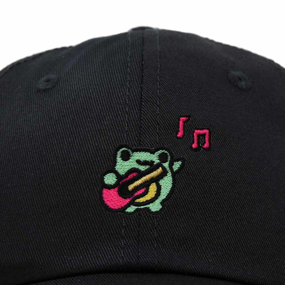 Dalix Melody Frog Embroidered Womens Cotton Dad Hat Baseball Cap Adjustable in Black