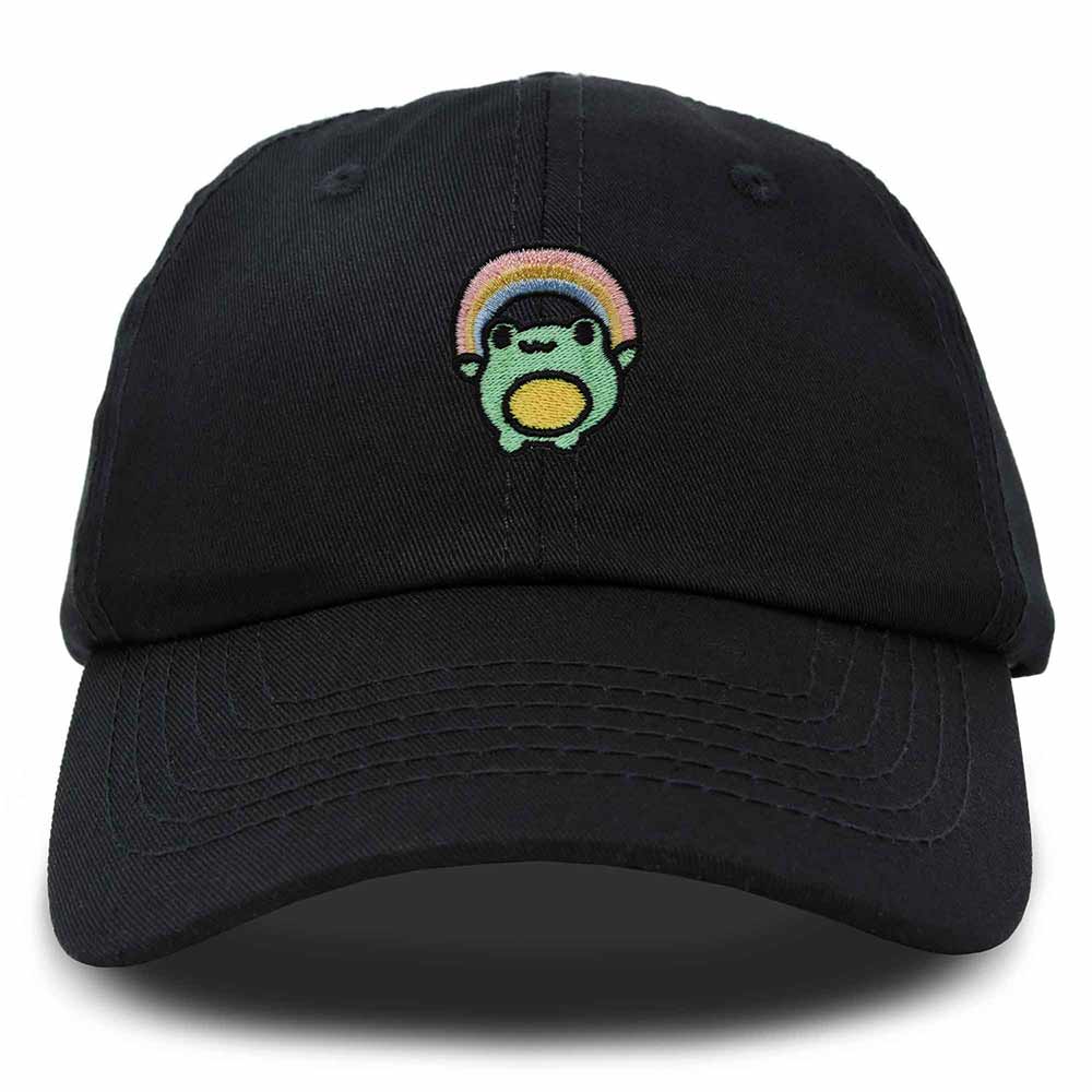 Dalix Rainbow Frog Embroidered Womens Cotton Dad Hat Baseball Cap Adjustable in Black