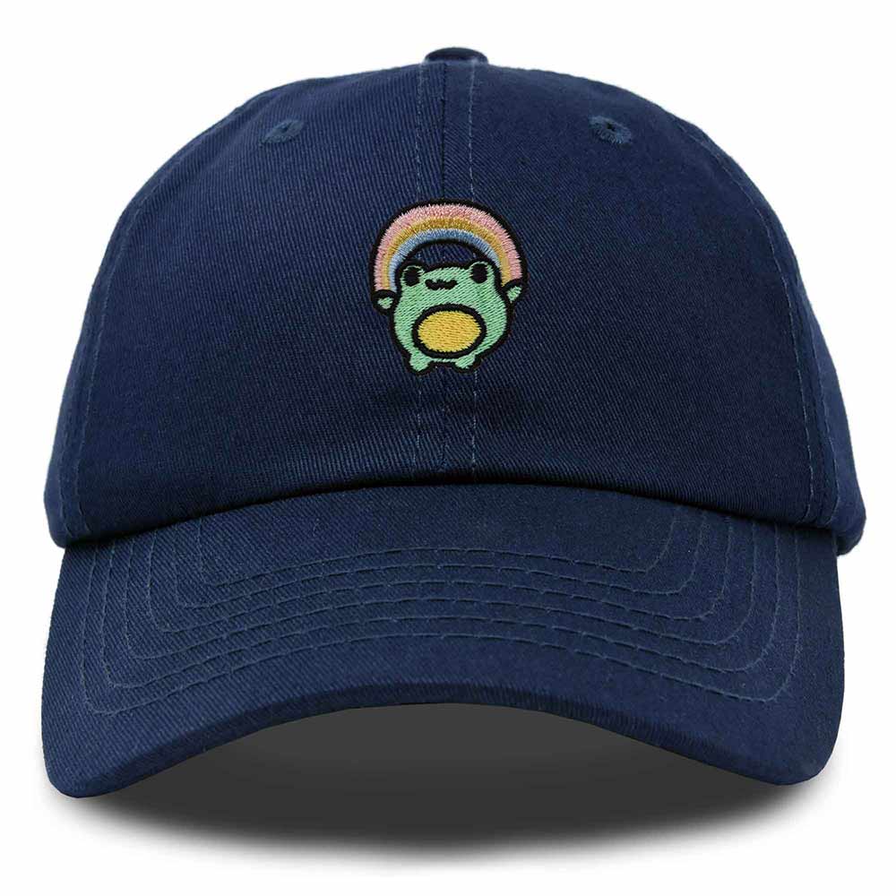 Dalix Rainbow Frog Embroidered Womens Cotton Dad Hat Baseball Cap Adjustable in Navy Blue