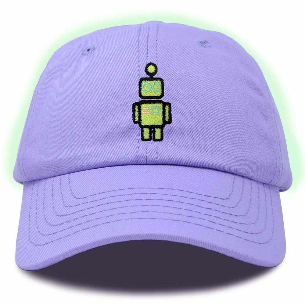 Dalix Robot Embroidered Glow in the Dark Retro Dad Hat Cotton Baseball Cap Adjustable Mens