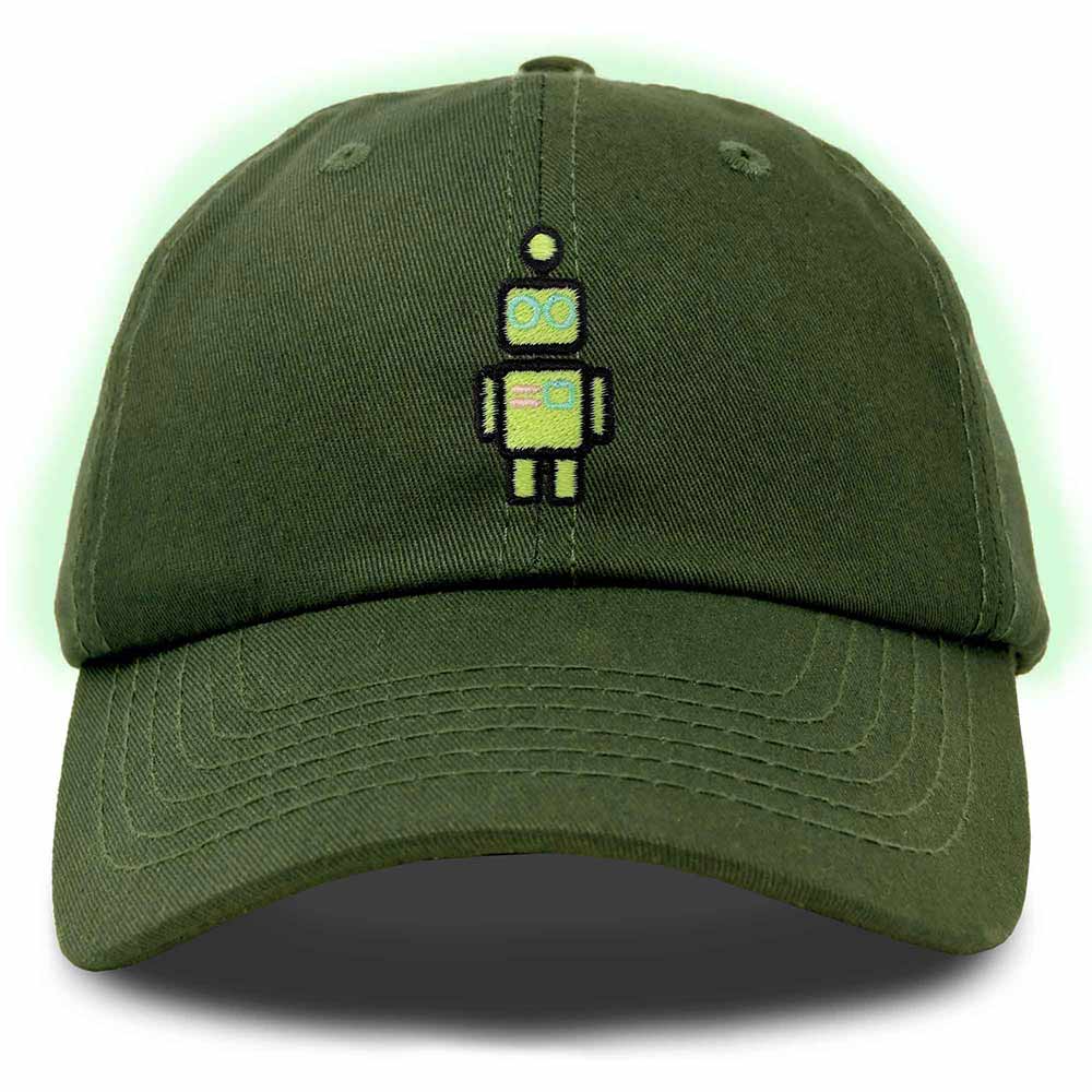 Dalix Robot Embroidered Glow in the Dark Retro Dad Hat Cotton Baseball Cap Adjustable Mens