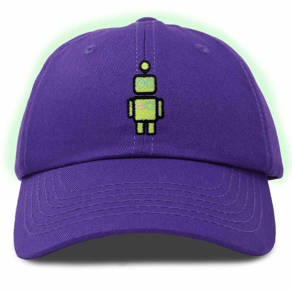 Dalix Robot Embroidered Glow in the Dark Retro Dad Hat Cotton Baseball Cap Adjustable Mens