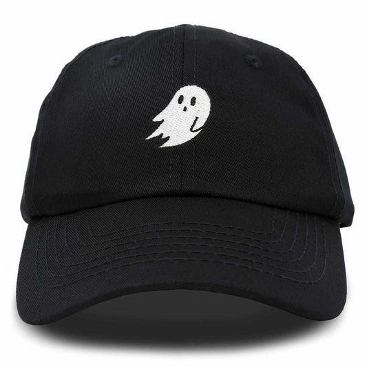Dalix Ghost Embroidered Mens Womens Cotton Dad Hat Baseball Cap Adjustable in Black