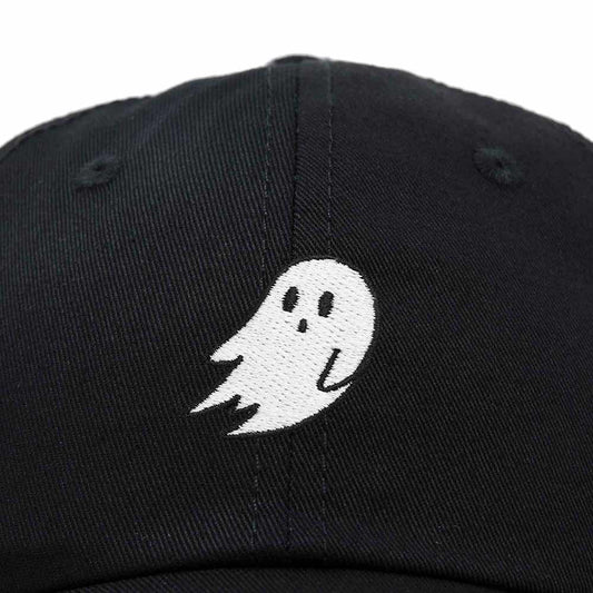 Dalix Ghost Embroidered Mens Womens Cotton Dad Hat Baseball Cap Adjustable in Black