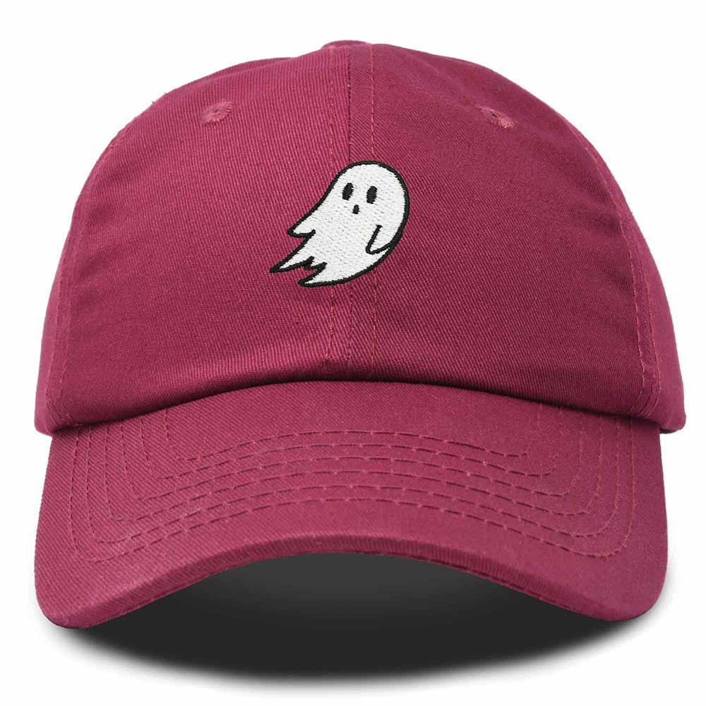 Dalix Ghost Embroidered Mens Womens Cotton Dad Hat Baseball Cap Adjustable in Maroon