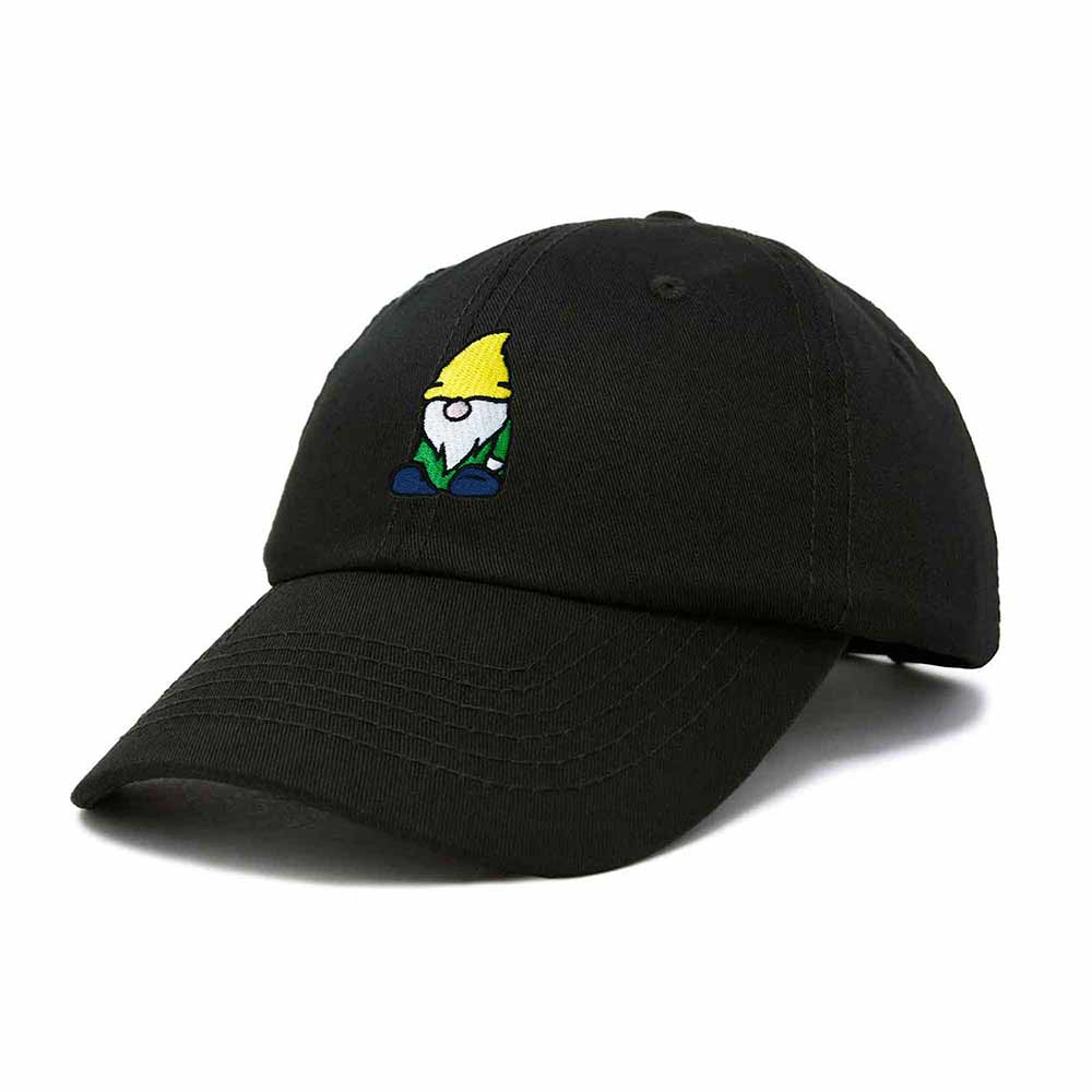 Dalix Gnome Embroidered Cotton Baseball Cap Adjustable Dad Hat Mens in Black
